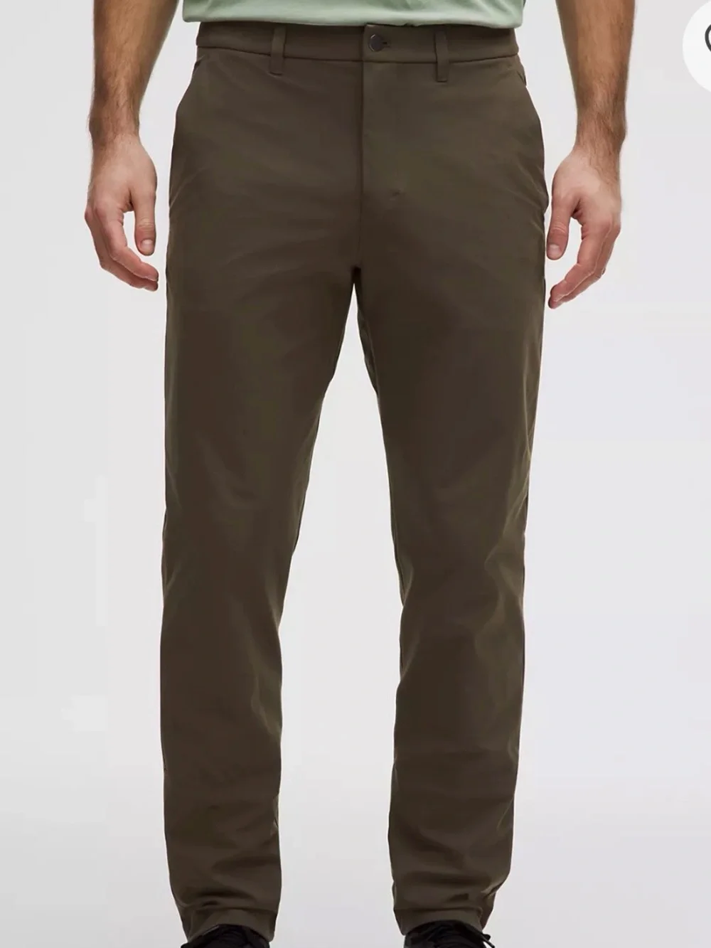 Lululemon men’s ABC Classic Fit Trouser Warpstreme, Olive Brown Size 34